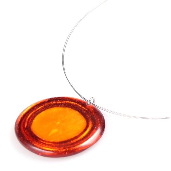 Tangerine Resin Pebble Pendant