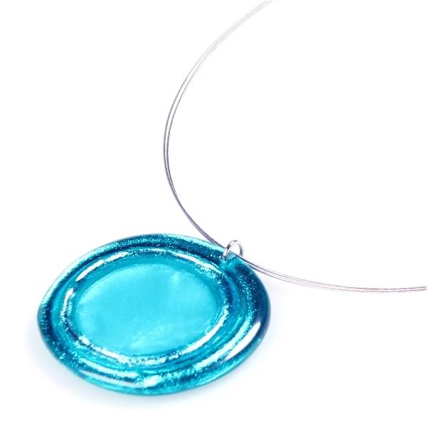 Turquoise Resin Pebble Pendant
