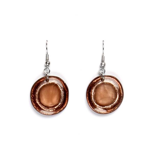 Chocolate Resin Pebble Fish Hook Earrings | The Jewellery Stop