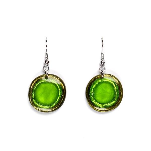 Lime Resin Pebble Fish Hook Earrings | The Jewellery Stop