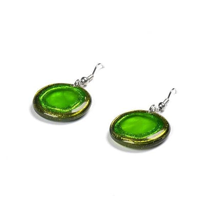 Lime Resin Pebble Fish Hook Earrings | The Jewellery Stop