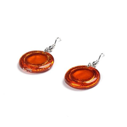 Tangerine Resin Pebble Fish Hook Earrings