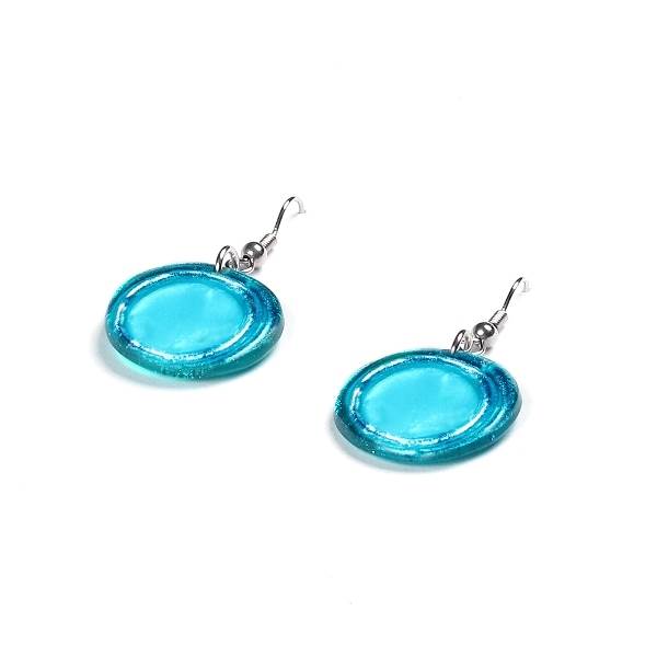 Turquoise Resin Pebble Fish Hook Earrings | The Jewellery Stop