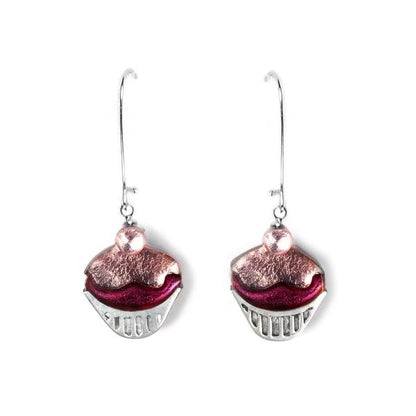 Rose Cupcake Long Hook Earrings | The Jewellery Stop