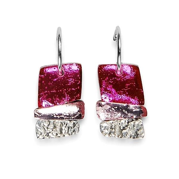 Pink Textured Stack Creole Earrings | The Jewellery Stop