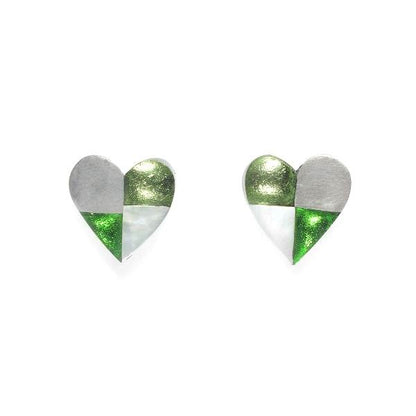 Pineapple Mosaic Heart Stud Earrings