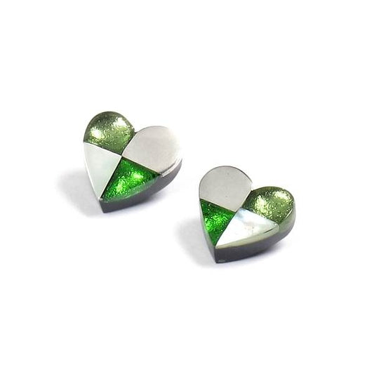 Pineapple Mosaic Heart Stud Earrings