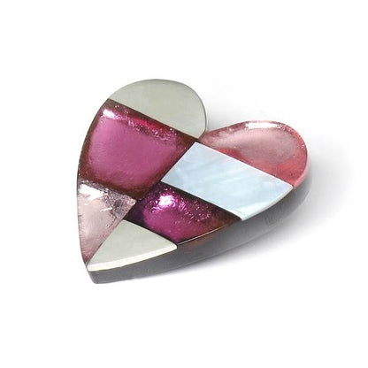 Pink Mosaic Heart Brooch