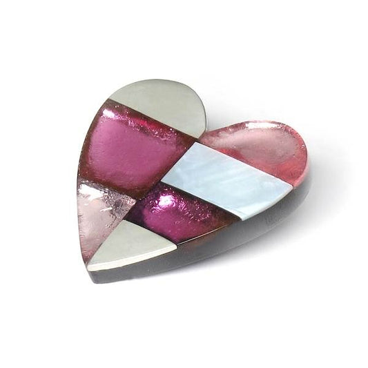 Pink Mosaic Heart Brooch