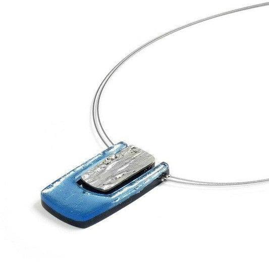 Blue Textured Rectangle pendant | The Jewellery Stop
