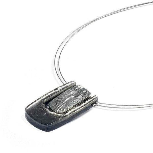 Grey Textured Rectangle pendant