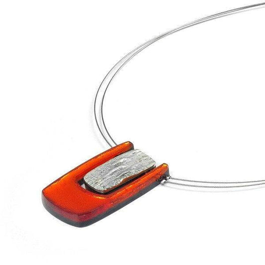 Orange Textured Rectangle pendant | The Jewellery Stop