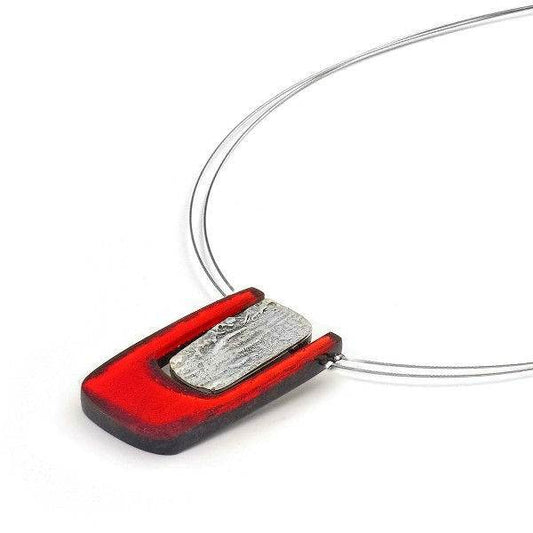 Red Textured Rectangle pendant