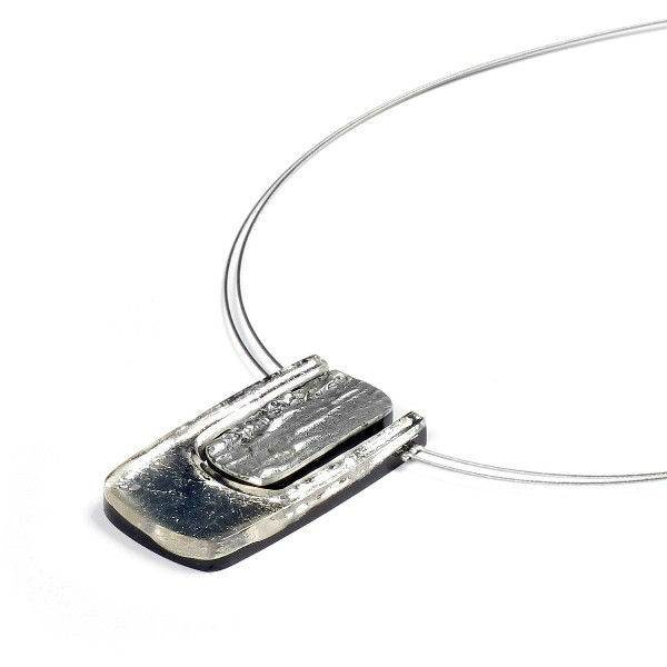 Silver Textured Rectangle pendant