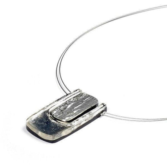 Silver Textured Rectangle pendant
