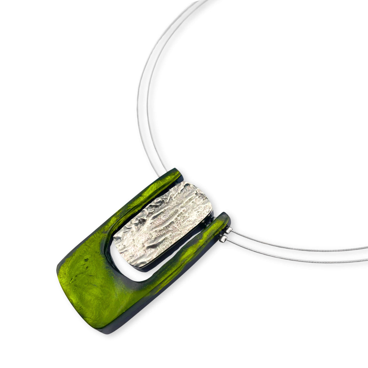 Olive Textured Rectangle pendant