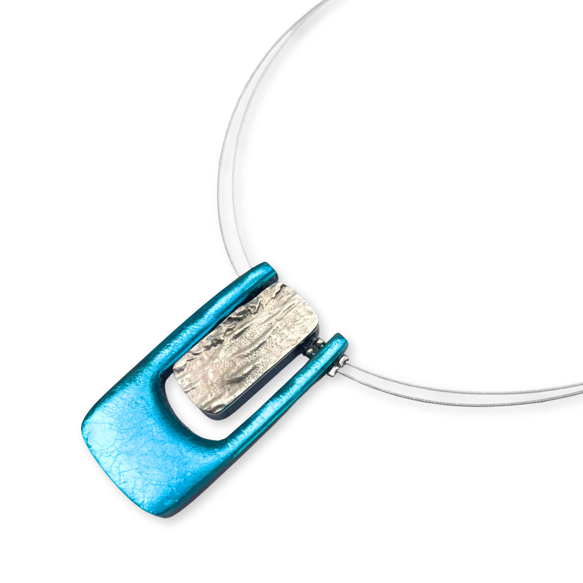Teal Textured Rectangle pendant