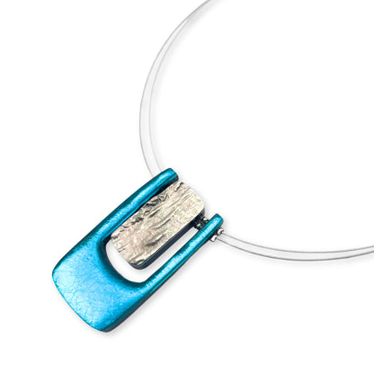 Teal Textured Rectangle pendant