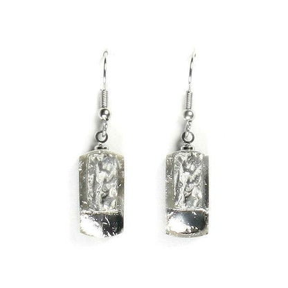 Silver Textured Rectangle Fish Hook Earrings | The Jewellery Stop