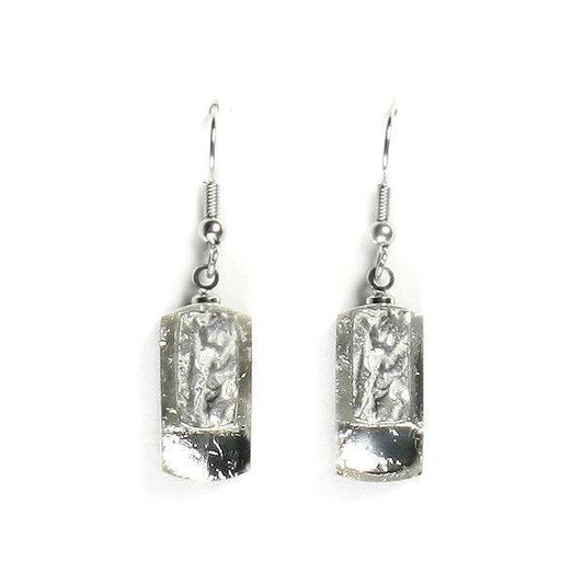 Silver Textured Rectangle Fish Hook Earrings | The Jewellery Stop