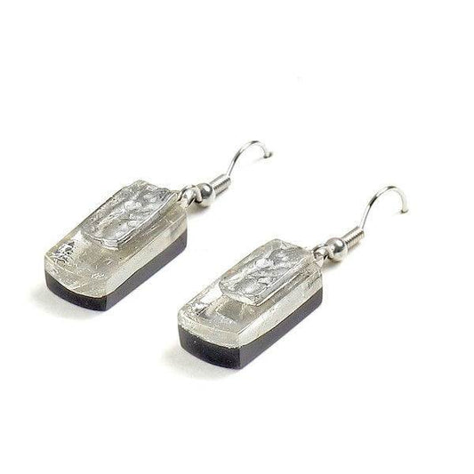 Silver Textured Rectangle Fish Hook Earrings | The Jewellery Stop