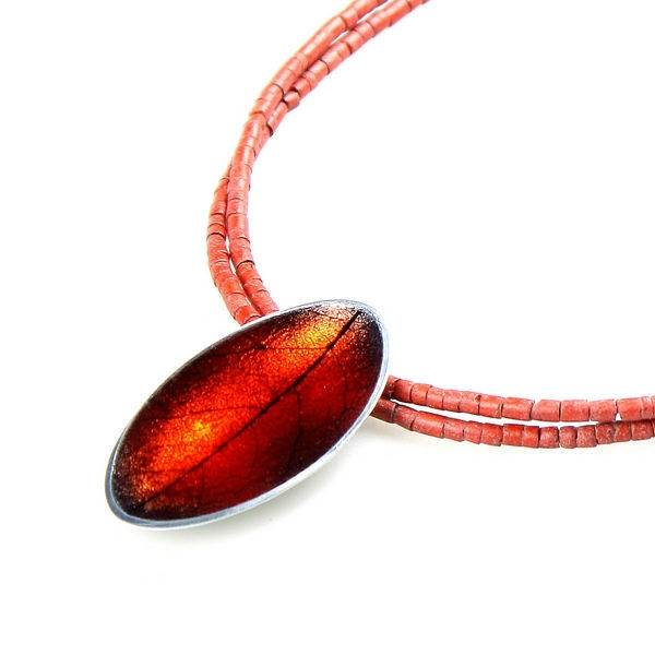 Orange Leaf on Coco Pendant | The Jewellery Stop