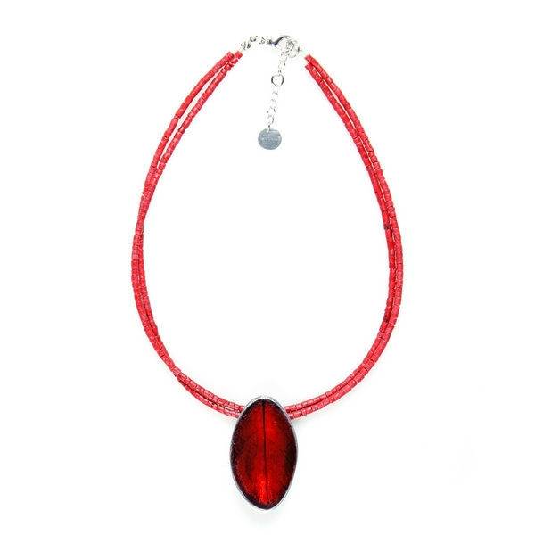 Red Leaf on Coco Pendant | The Jewellery Stop