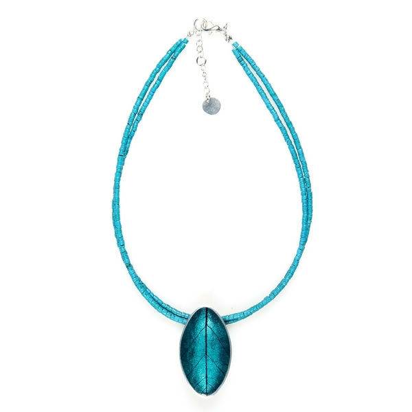 Teal Leaf on Coco Pendant | The Jewellery Stop