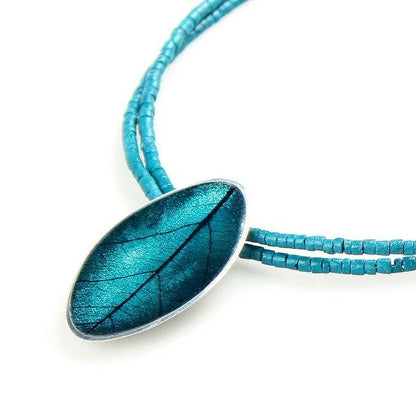 Teal Leaf on Coco Pendant | The Jewellery Stop