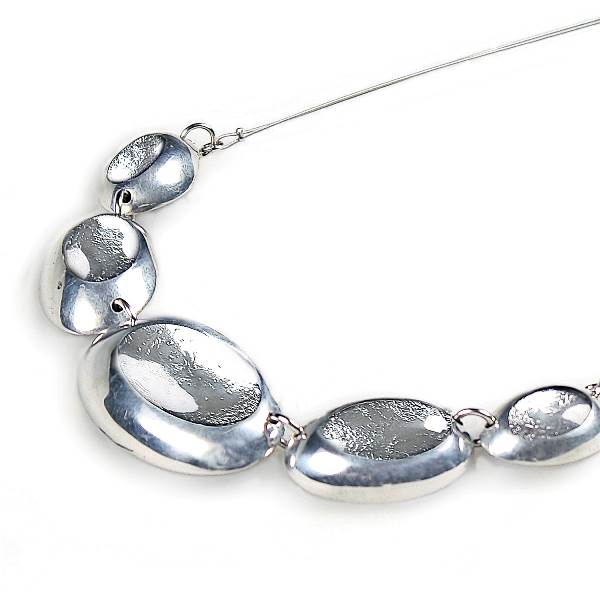 Grey Pewter Ovals Necklace