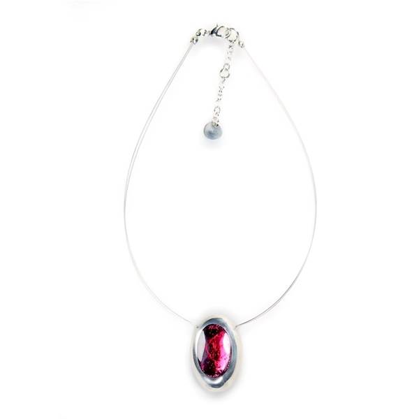 Pink Pewter Ovals Pendant
