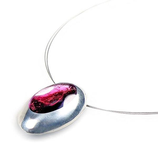 Pink Pewter Ovals Pendant