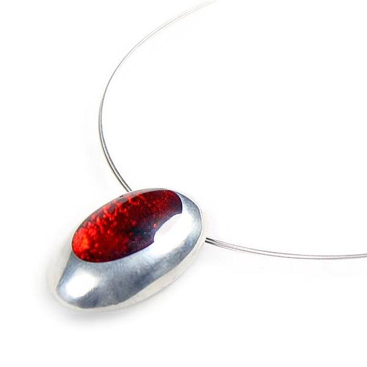 Red Pewter Ovals Pendant
