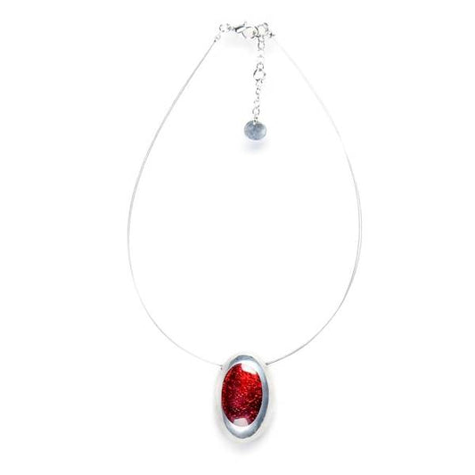 Red Pewter Ovals Pendant