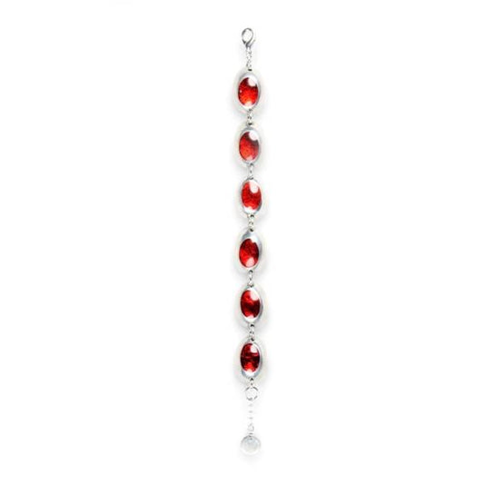 Red Pewter Ovals Bracelet