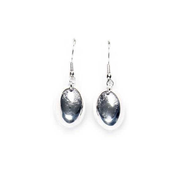 Grey Pewter Ovals Fish Hook Earrings | The Jewellery Stop