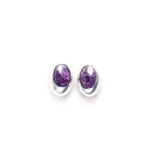 Purple Pewter Ovals Stud Earrings | The Jewellery Stop