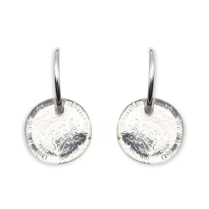 Silver Buttons Creole Earrings