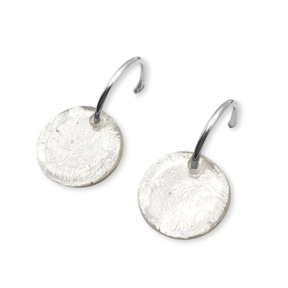 Silver Buttons Creole Earrings