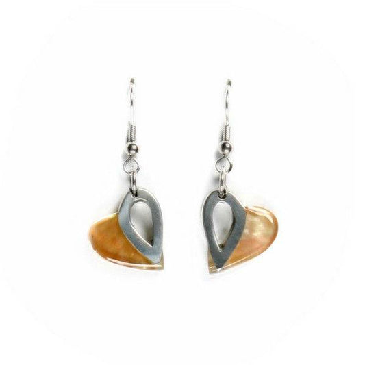 Toffee Shell Variants Heart Loop Fish Hook Earrings | The Jewellery Stop