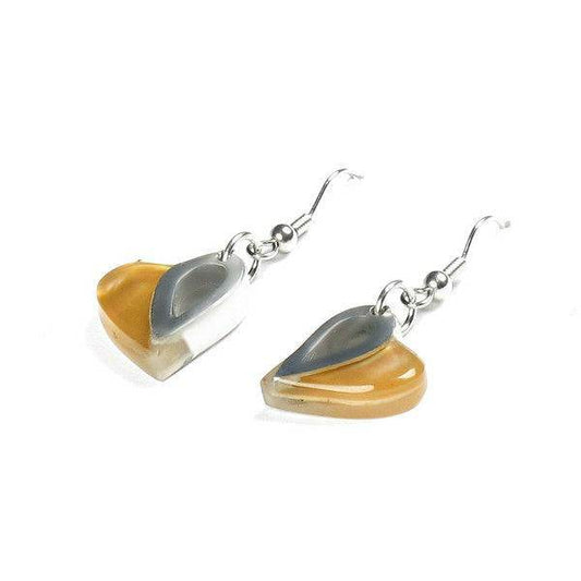 Toffee Shell Variants Heart Loop Fish Hook Earrings | The Jewellery Stop