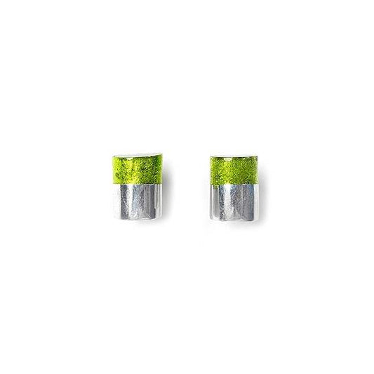 Green Bamboo Stud Earrings