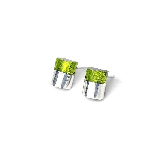 Green Bamboo Stud Earrings