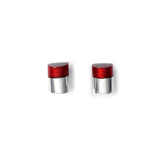 Red Bamboo Stud Earrings