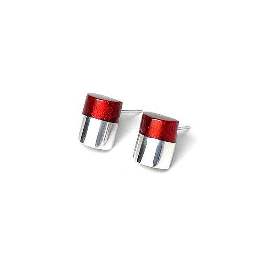 Red Bamboo Stud Earrings