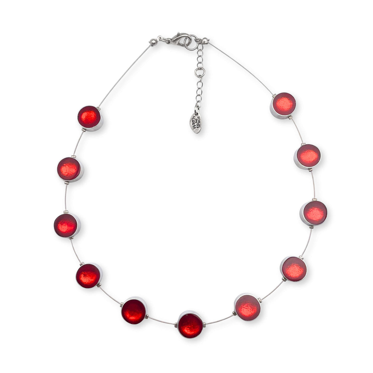 Red Metal Buttons Necklace