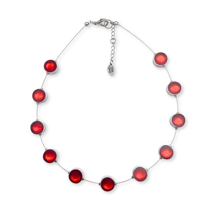 Red Metal Buttons Necklace