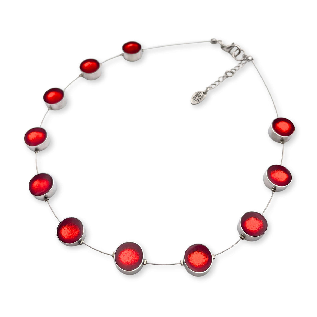 Red Metal Buttons Necklace