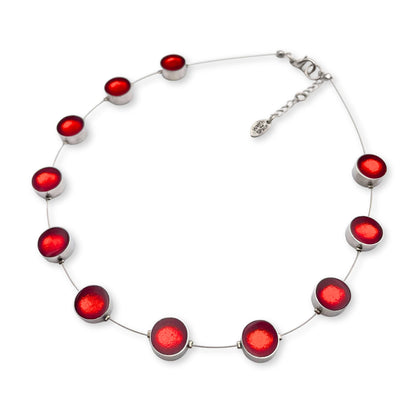 Red Metal Buttons Necklace