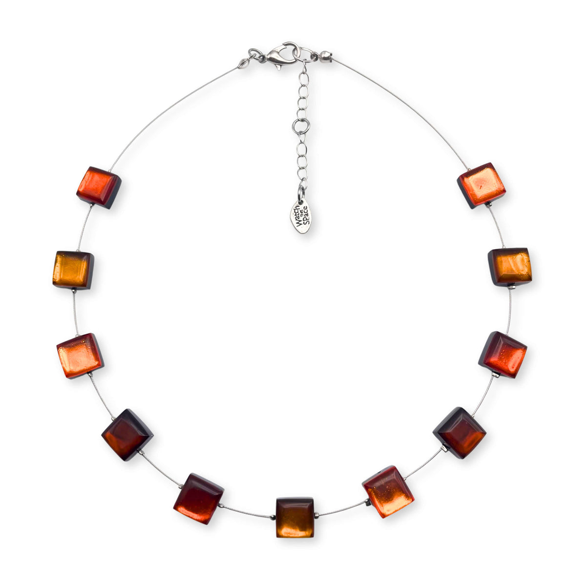 Pumpkin Square Buttons Necklace